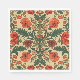 William Morris Poppies Floral Art Nouveau Pattern Napkins