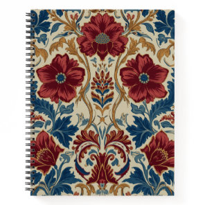 William Morris Poppies Floral art Nouveau Pattern  Notebook