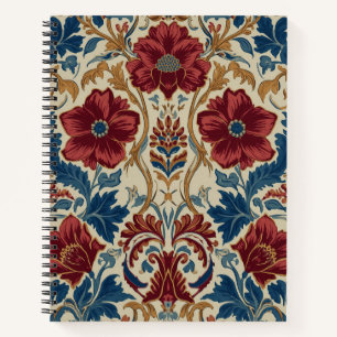 William Morris Poppies Floral art Nouveau Pattern Notebook