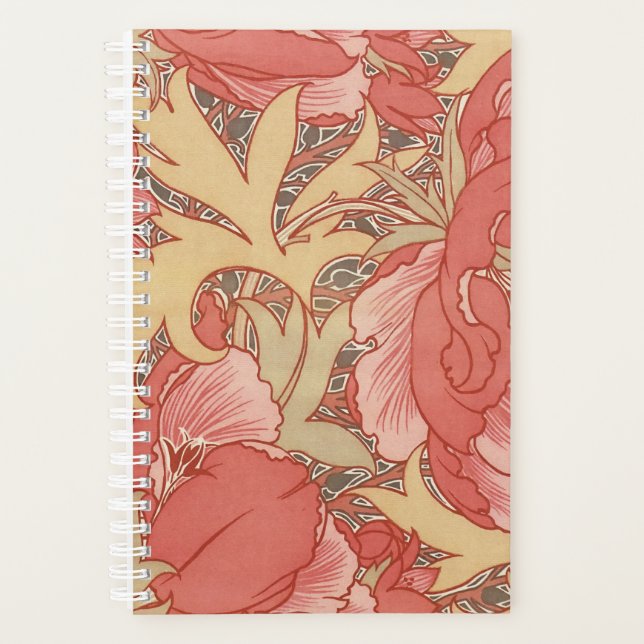 William Morris Poppies Floral Art Nouveau Pattern Planner (Front)