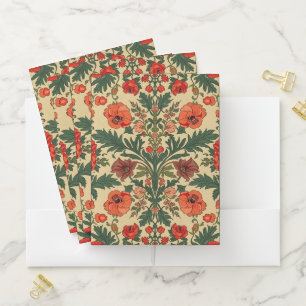 William Morris Poppies Floral Art Nouveau Pattern Pocket Folder
