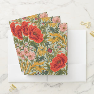 William Morris Poppies Floral Art Nouveau Pattern Pocket Folder