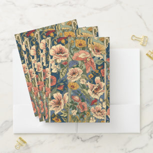 William Morris Poppies Floral Art Nouveau Pattern Pocket Folder