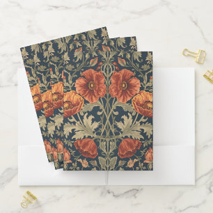 William Morris Poppies Floral Art Nouveau Pattern Pocket Folder