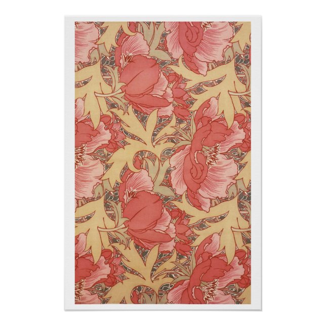 William Morris Poppies Floral Art Nouveau Pattern Poster (Front)