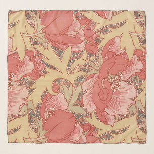 William Morris Poppies Floral Art Nouveau Pattern Scarf