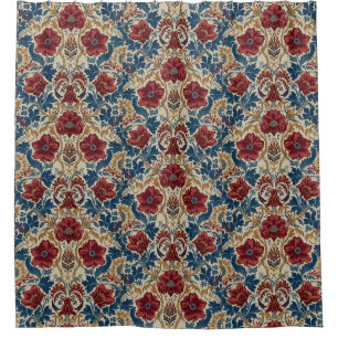 William Morris Poppies Floral art Nouveau Pattern Shower Curtain