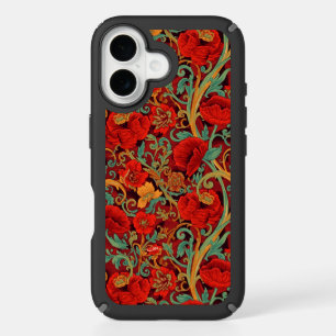 William Morris Poppies Floral Art Nouveau Pattern iPhone 16 Case
