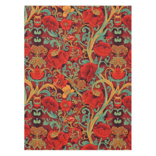 William Morris Poppies Floral Art Nouveau Pattern Tablecloth