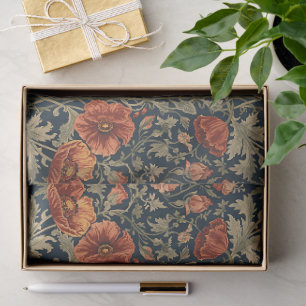 William Morris Poppies Floral Art Nouveau Pattern Tissue Paper