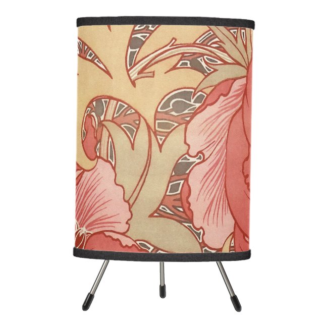 William Morris Poppies Floral Art Nouveau Pattern Tripod Lamp (Front)