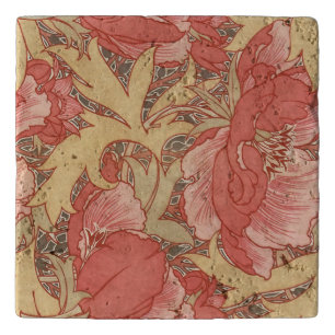 William Morris Poppies Floral Art Nouveau Pattern Trivet