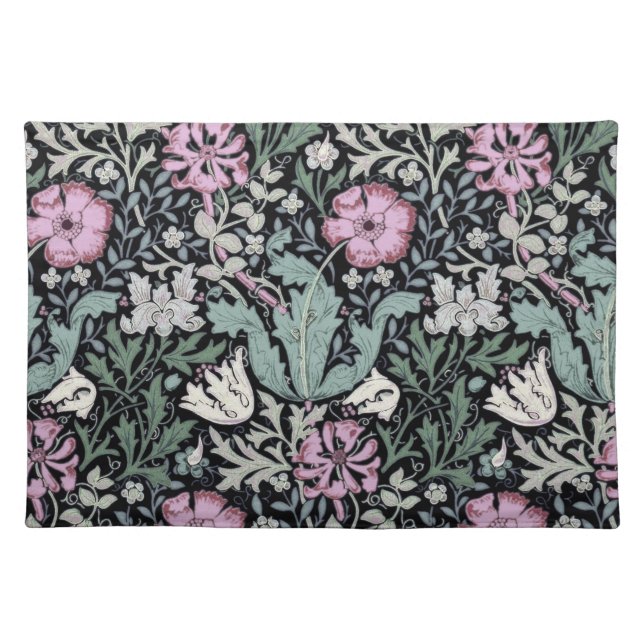 William Morris Poppy Botanical Victorian Wallpaper Cloth Placemat (Front)