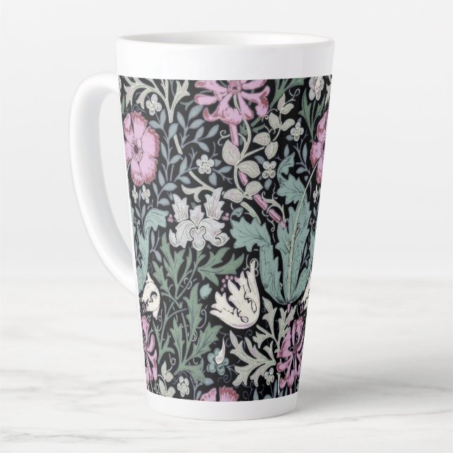 William Morris Poppy Botanical Victorian Wallpaper Latte Mug (Left Angle)