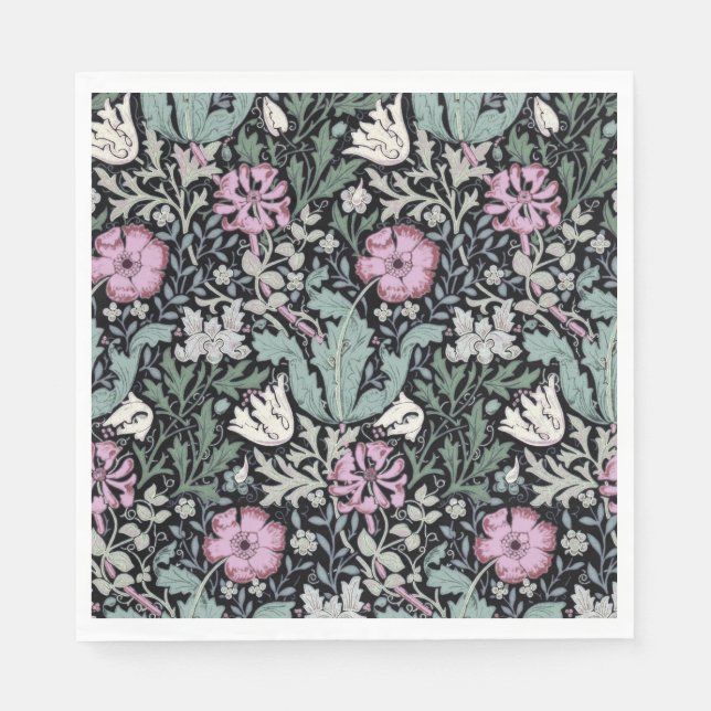 William Morris Poppy Botanical Victorian Wallpaper Napkins (Front)