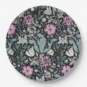 William Morris Poppy Botanical Victorian Wallpaper Paper Plates