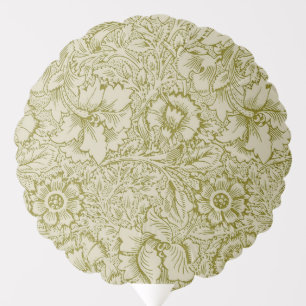 William Morris Poppy Classic Floral Green Balloon