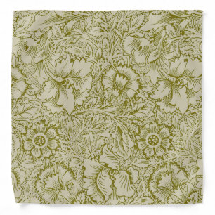William Morris Poppy Classic Floral Green Bandana