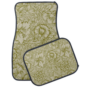 William Morris Poppy Classic Floral Green Car Floor Mat