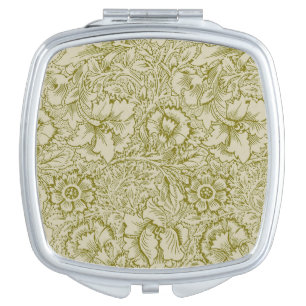 William Morris Poppy Classic Floral Green Compact Mirror