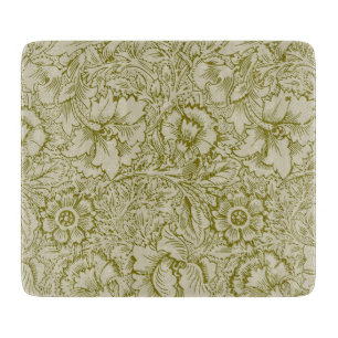 William Morris Poppy Classic Floral Green Cutting Board