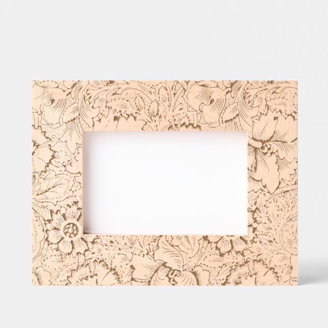 William Morris Poppy Classic Floral Green Engraved Frames (Front)