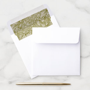 William Morris Poppy Classic Floral Green Envelope Liner