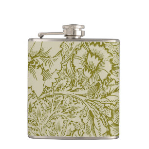 William Morris Poppy Classic Floral Green Flask