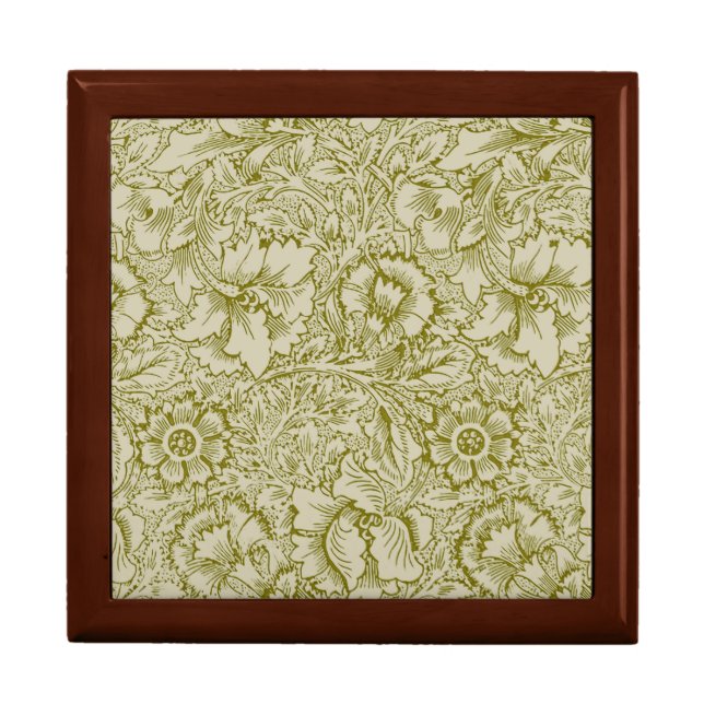William Morris Poppy Classic Floral Green Gift Box (Front)