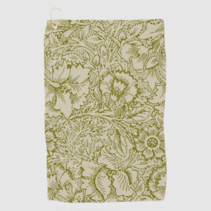 William Morris Poppy Classic Floral Green Golf Towel