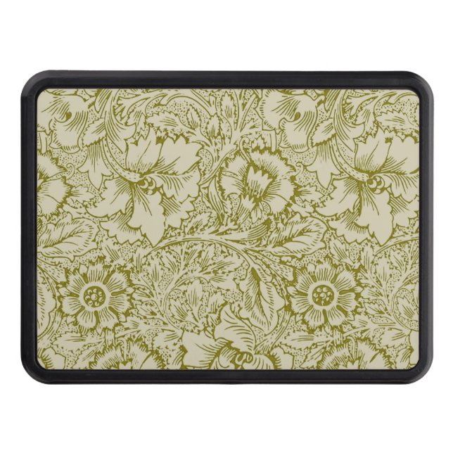 William Morris Poppy Classic Floral Green Hitch Cover (Front)