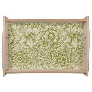 William Morris Poppy Classic Floral Green Serving Tray