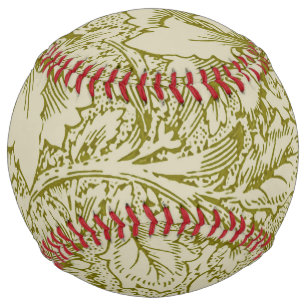 William Morris Poppy Classic Floral Green Softball
