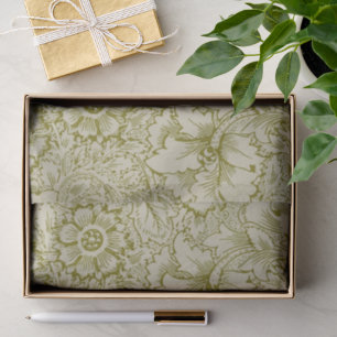 William Morris Poppy Classic Floral Green Tissue Paper