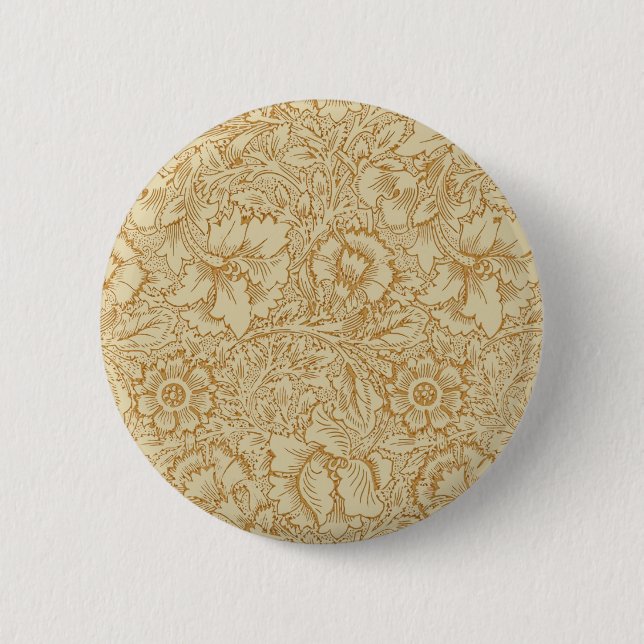 William Morris Poppy Floral Wallpaper Button (Front)