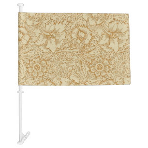 William Morris Poppy Floral Wallpaper Car Flag