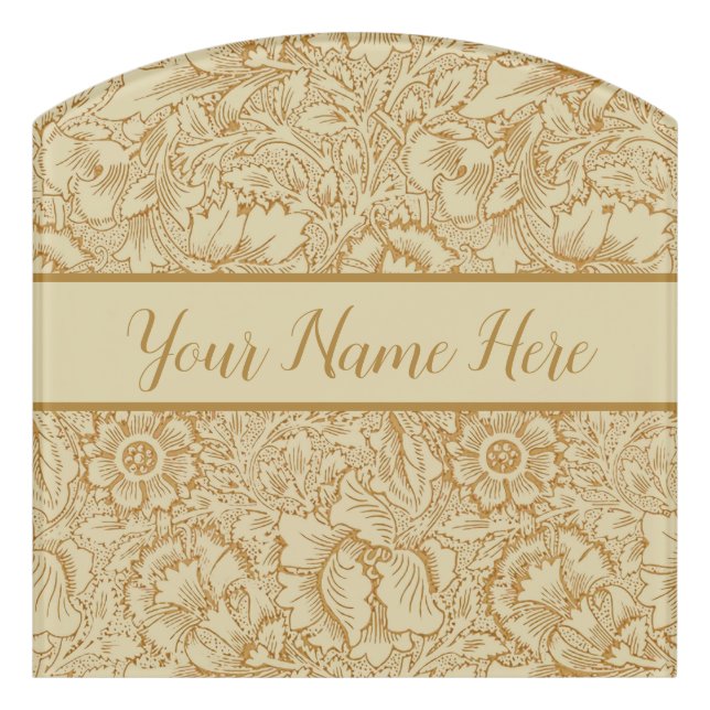 William Morris Poppy Floral Wallpaper Door Sign (Contour Front)