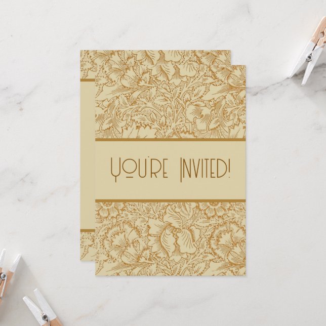 William Morris Poppy Floral Wallpaper Invitation (Front/Back In Situ)