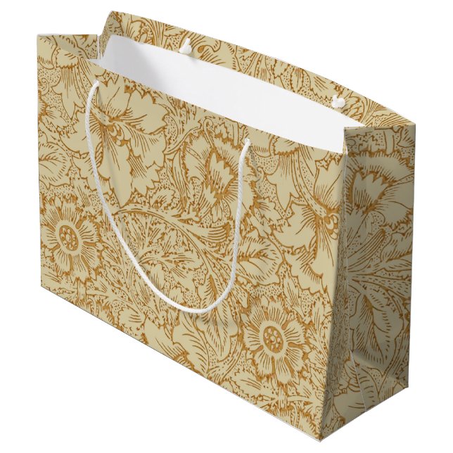 William Morris Poppy Floral Wallpaper Large Gift Bag (Back Angled)