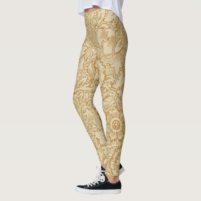 William Morris Poppy Floral Wallpaper Leggings (Left)