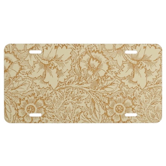 William Morris Poppy Floral Wallpaper License Plate (Front)
