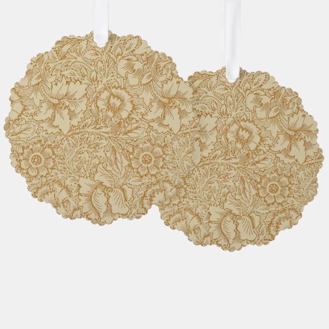 William Morris Poppy Floral Wallpaper Ornament Card (Front/Back)
