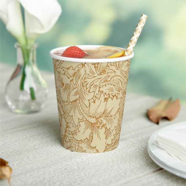 William Morris Poppy Floral Wallpaper Paper Cups (Insitu)