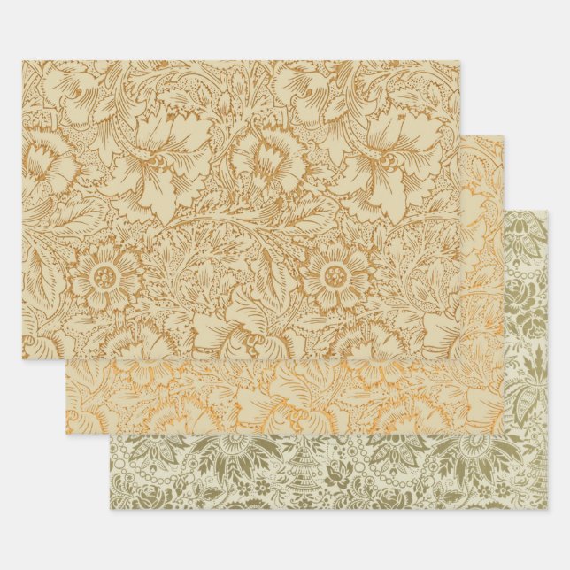 William Morris Poppy Floral Wallpaper Wrapping Paper Sheets (Set)