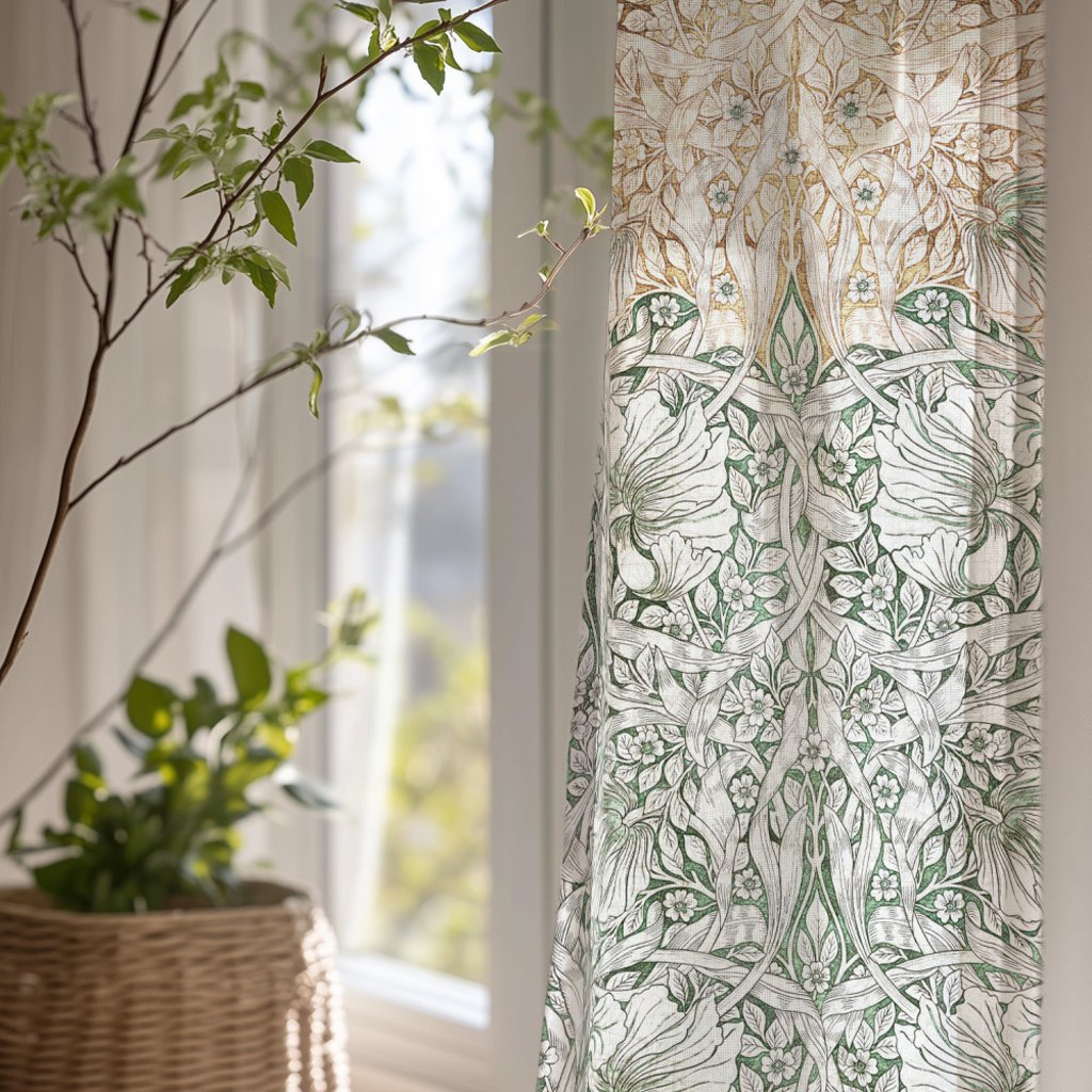 William Morris Primrose Pimpernel Two-Tone Sheer Curtains