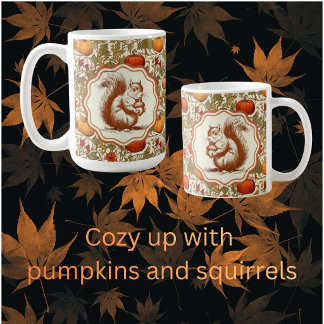 William Morris Pumpkins Vintage Squirrel Coffee Mug
