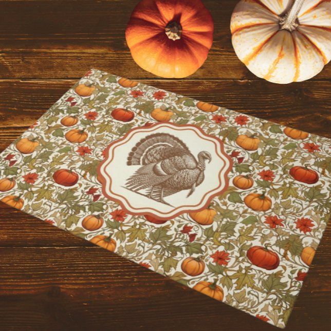 William Morris Pumpkins Wild Turkey  Doormat (Big Tom Turkey will welcome your friends and family!)