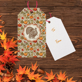 William Morris Pumpkins Wild Turkey Gift Tags