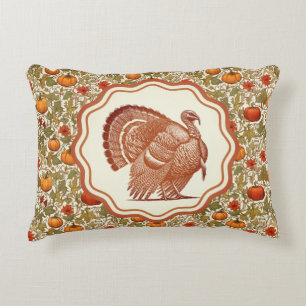 William Morris Pumpkins Wild Turkey Thanksgiving Accent Pillow