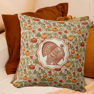 William Morris Pumpkins Wild Turkey Throw Pillow